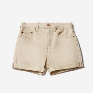 Everlane The Denim Short in Pure Clay 25 Tan Jean Shorts Rolled Hem Raw edge EUC